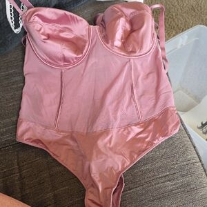 Women's Satin and Mesh Lightly Lined Lingerie Bodysuit - Auden